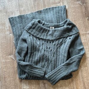 Cozy Gray Knit cowl neck Sweater dress